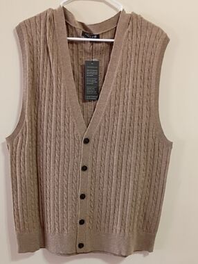 Kallspin Cashmere Cable Knit Men's Button Front Vest Size XXL NWT